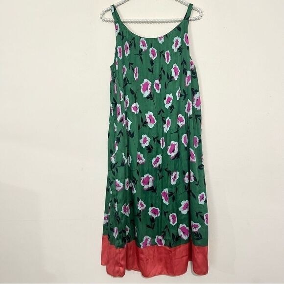 Anthropologie Floral Green Sleeveless Pleated Dress SIZE XS - Picture 8 of 8